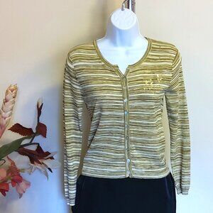 NWOT Women's Belamie Yellow White Long Sleeve Blouse Top Size 2 XS